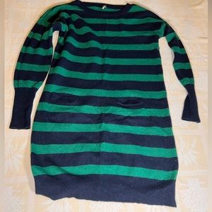Women’s JCrew Green and Navy Striped Dress with Pockets sweater dress